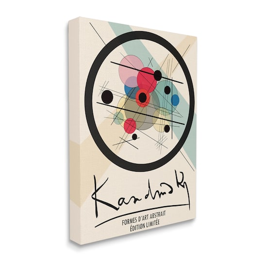 Stupell Industries Kandinsky Traditional Abstract Layered Circles Patchwork Lines Canvas Wall Art